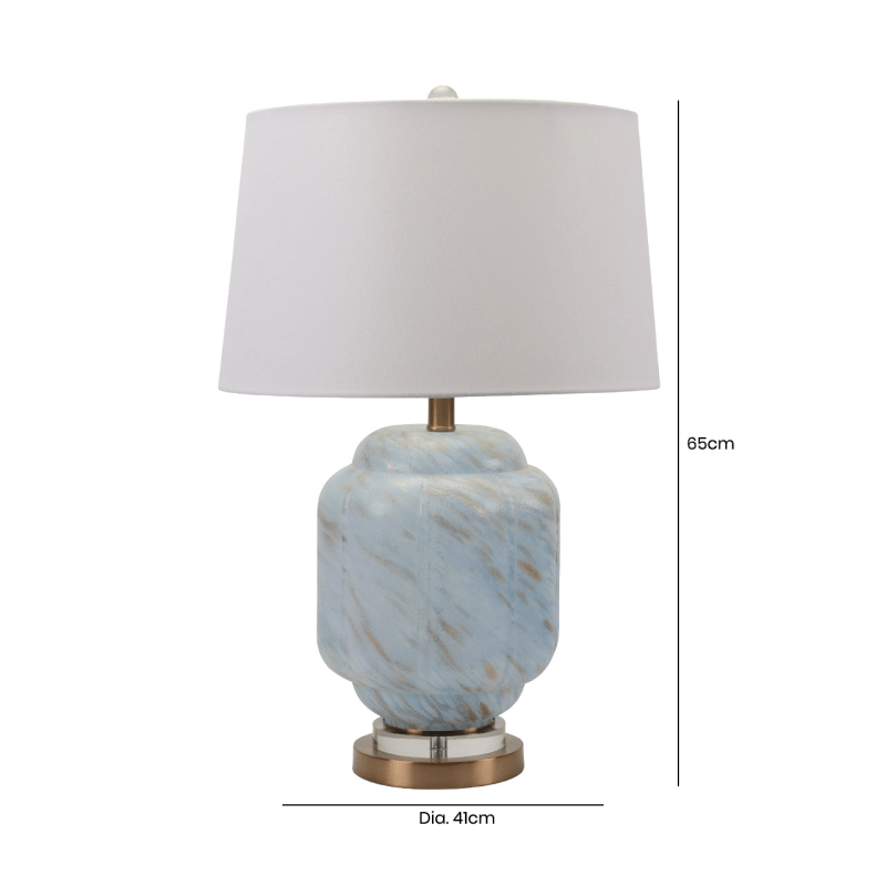 65cm Light Blue Glass Table Lamp