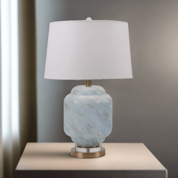65cm Light Blue Glass Table Lamp