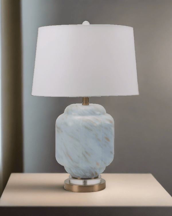 65cm Light Blue Glass Table Lamp