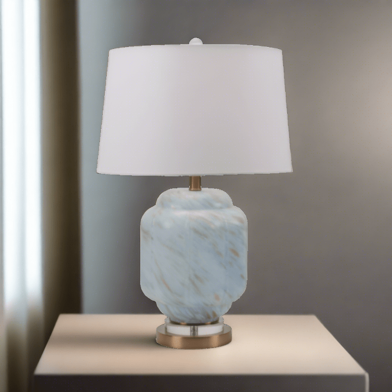 65cm Light Blue Glass Table Lamp