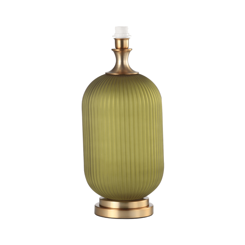 simply HAZEL Lamp 77.5cm Frost Green Pleated Glass with Green Velvet Shade Table Lamp