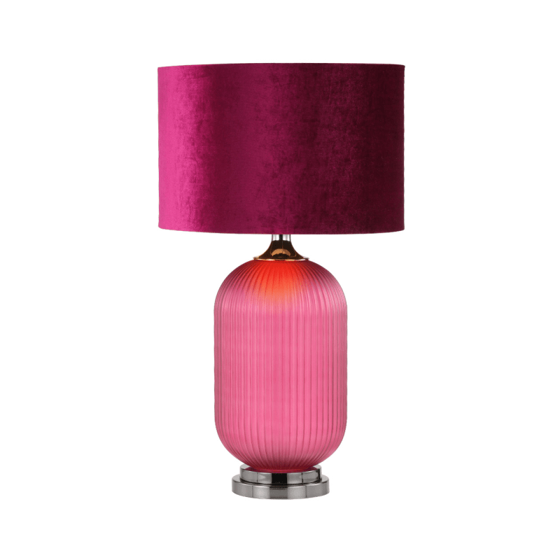 simply HAZEL Lamp 77.5cm Mulberry Purple Pleated Glass Table Lamp with Purple Velvet Shade