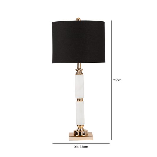 simply HAZEL Lamp 78cm White Marble Table Lamp with Black Shade