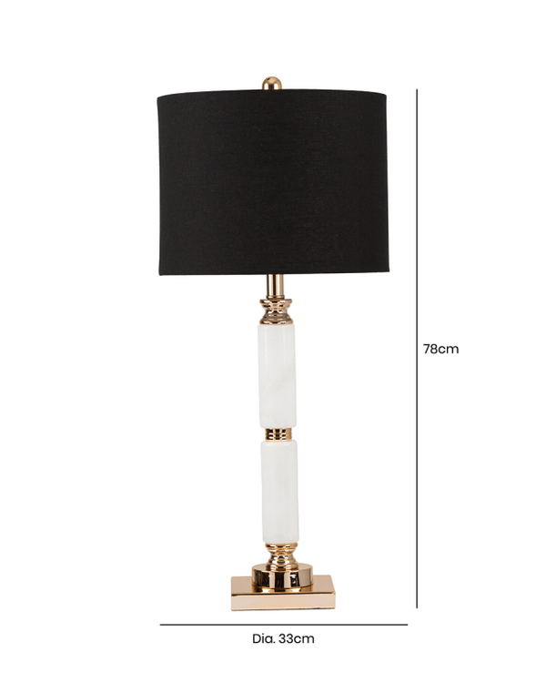 78cm White Marble Table Lamp with Black Shade