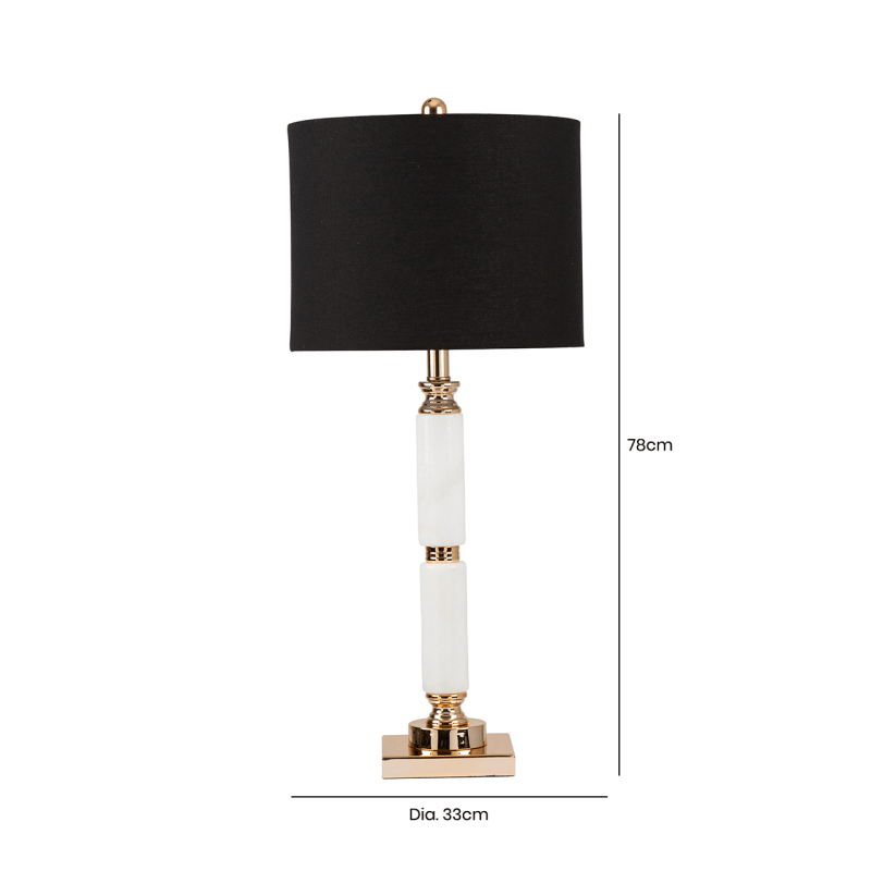 78cm White Marble Table Lamp with Black Shade