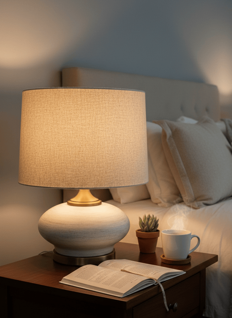 simply HAZEL Lamp CERAMIC CREAM WITH WOOL EFFECT SHADE TABLE LAMP | 55cm by simply Hazel