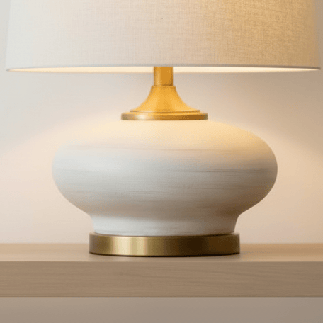 simply HAZEL Lamp CERAMIC CREAM WITH WOOL EFFECT SHADE TABLE LAMP | 55cm by simply Hazel