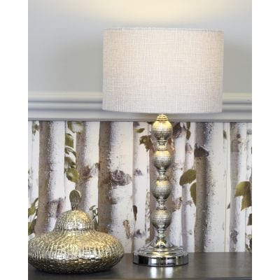simply HAZEL Lamp Four Ceramic Ball Table Lamp With Ivory Velvet Shade