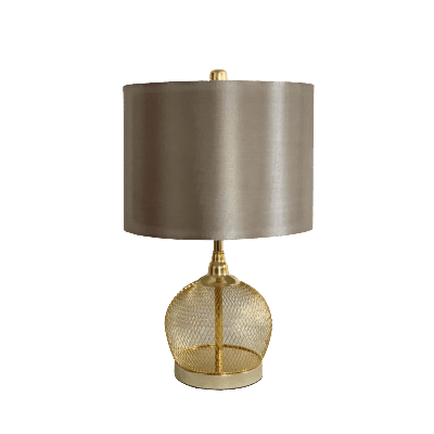 simply HAZEL Lamp Gold Wire Mesh Table Lamp with Champagne Satin Shade