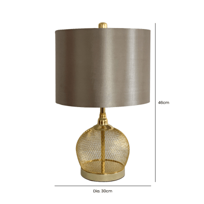 simply HAZEL Lamp Gold Wire Mesh Table Lamp with Champagne Satin Shade