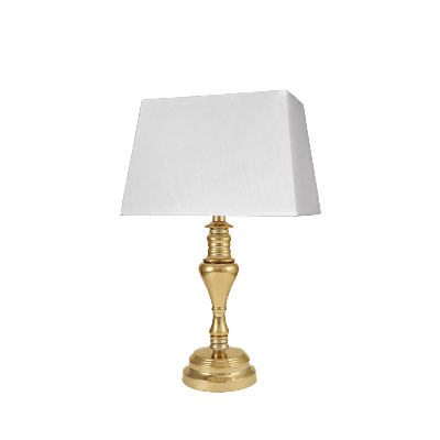 simply HAZEL Lamp Medium Gold Plated Table Lamp With White Faux Silk Rectangle Shade