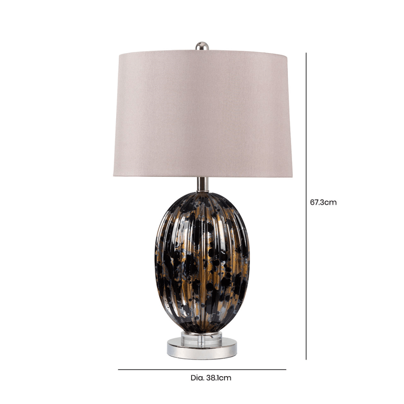 simply HAZEL Lamp Ribbed Black and Gold Table Lamp with Taupe Shade