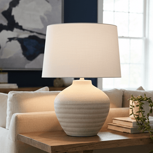 simply HAZEL Lamp White CERAMIC WHITE WASH TABLE LAMP
by simply Hazel