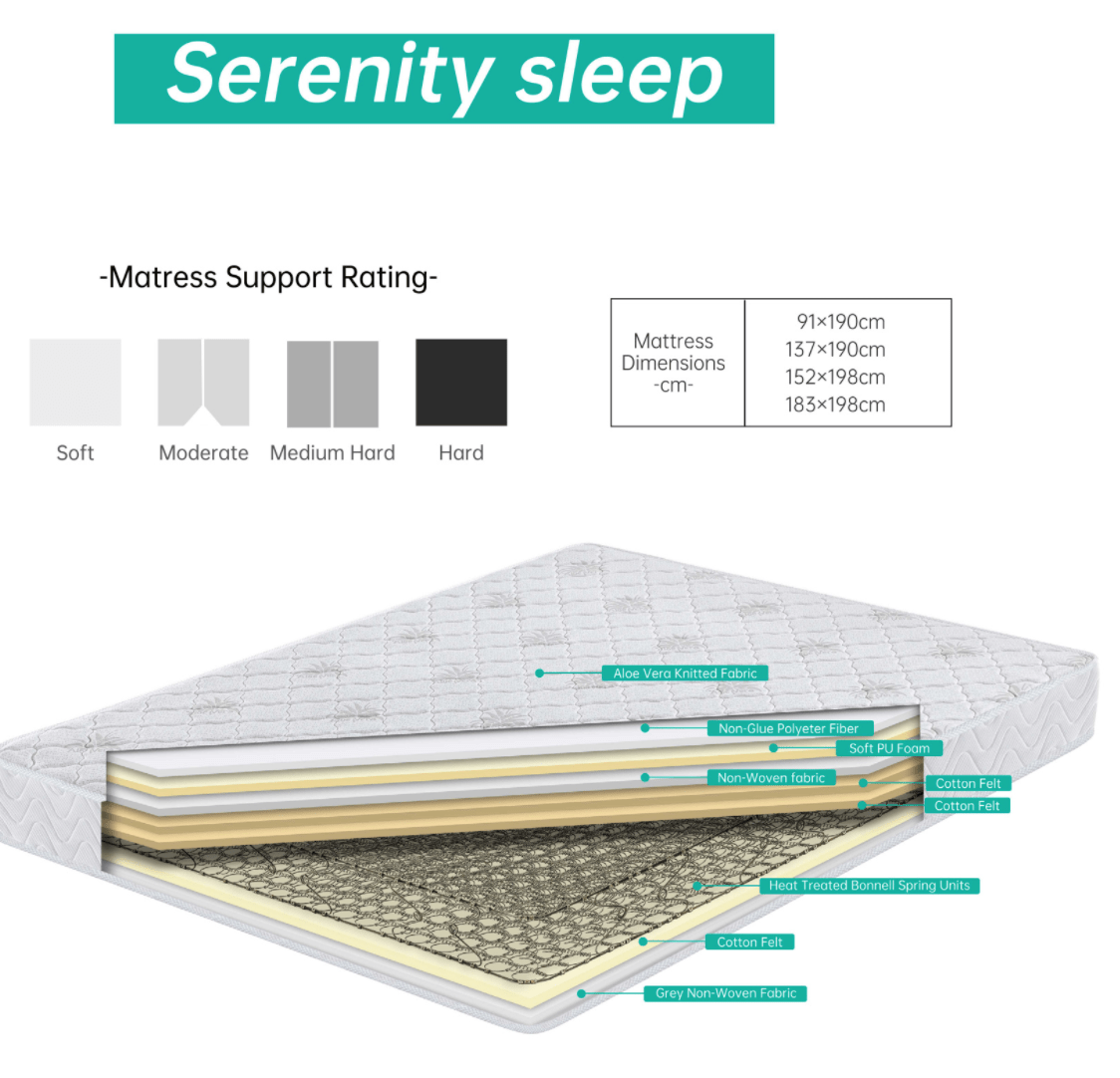 simply HAZEL Mattress Serenity Sleep G1 Simply Affordable Aloe Vera Mattress (5ft King only) - FREE DELIVERY