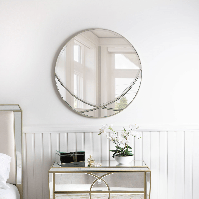 simply HAZEL Mirror 93cm Pristina Mirror Champagne Round Wall Mirror