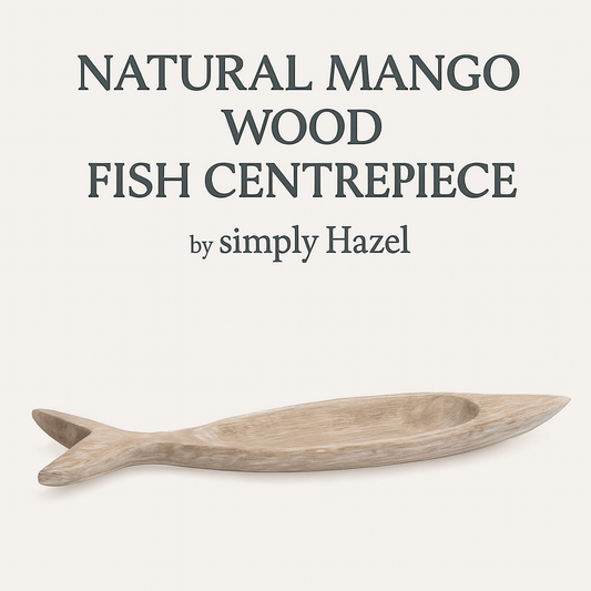 simply HAZEL Natural Mango Wood Accessory Natural Mango Wood Fish Centrepiece by simply Hazel