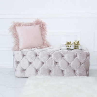 simply HAZEL Ottoman Belle Soft Pink Tufted Bench