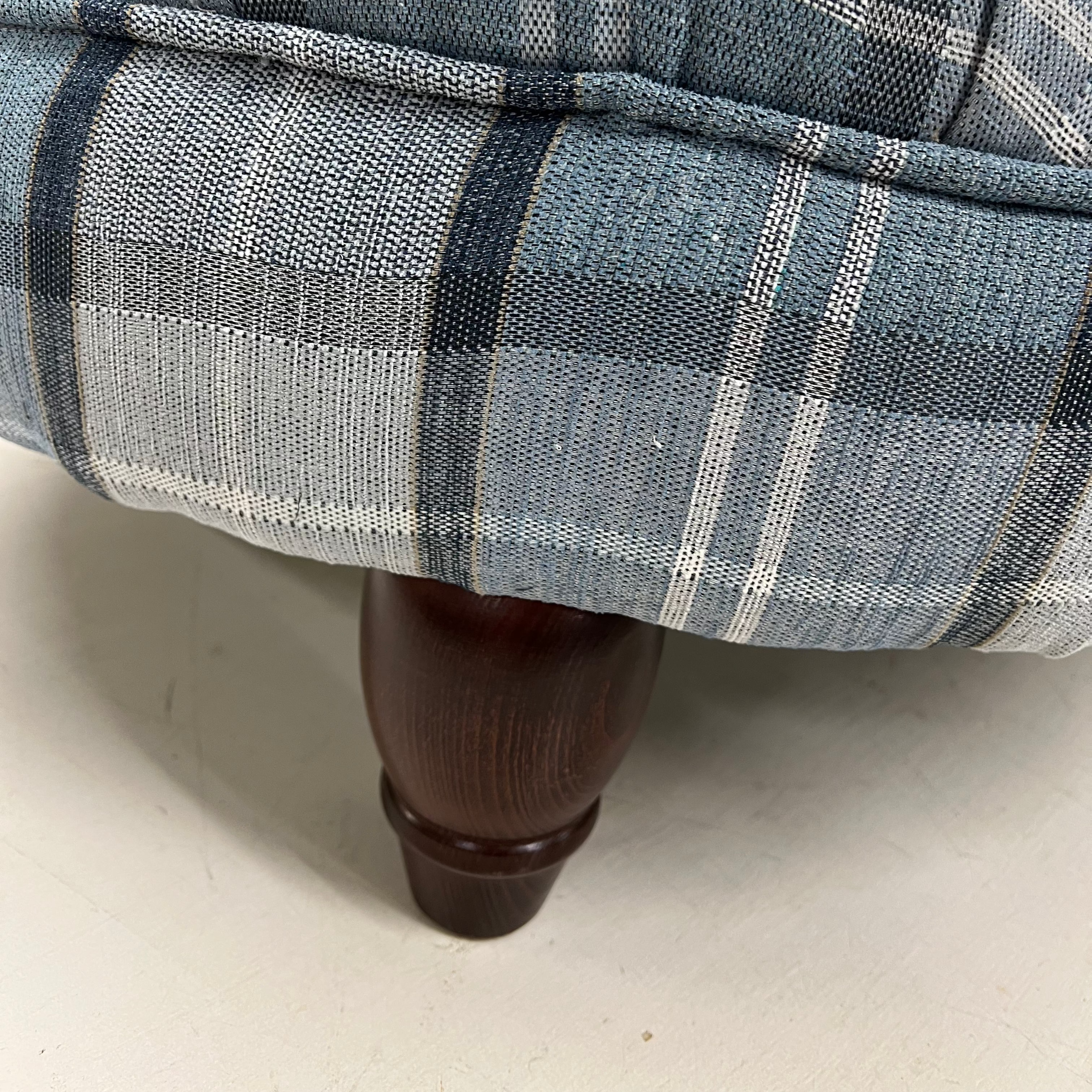 simply HAZEL Ottoman BESPOKE BLUE & GREY CHECK FOOTSTOOL / OTTOMAN by simply Hazel