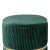 simply HAZEL Ottoman Green Patterned Velvet and Gold Round Storage Stool