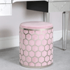 simply HAZEL Ottoman Lattice Blush Pink Round Stool