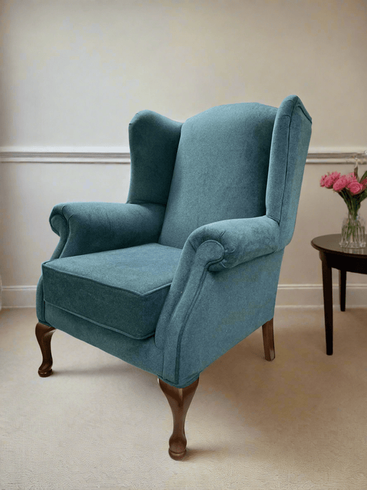 simply HAZEL Queen Anne Chair Queen Anne custom Irish Made wingback armchair in Teal