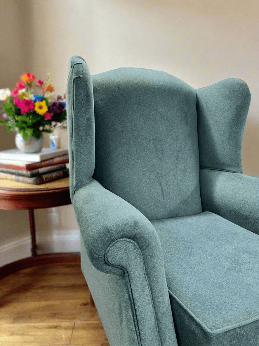 simply HAZEL Queen Anne Chair Queen Anne custom Irish Made wingback armchair in Teal