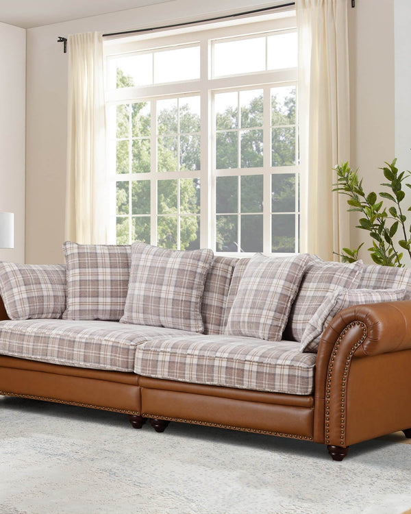 IMPERIAL LEATHER AND FABRIC 4 SEATER SOFA