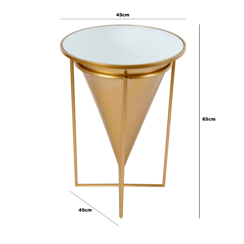 simply HAZEL Table Gold Vortex End Table Mirror