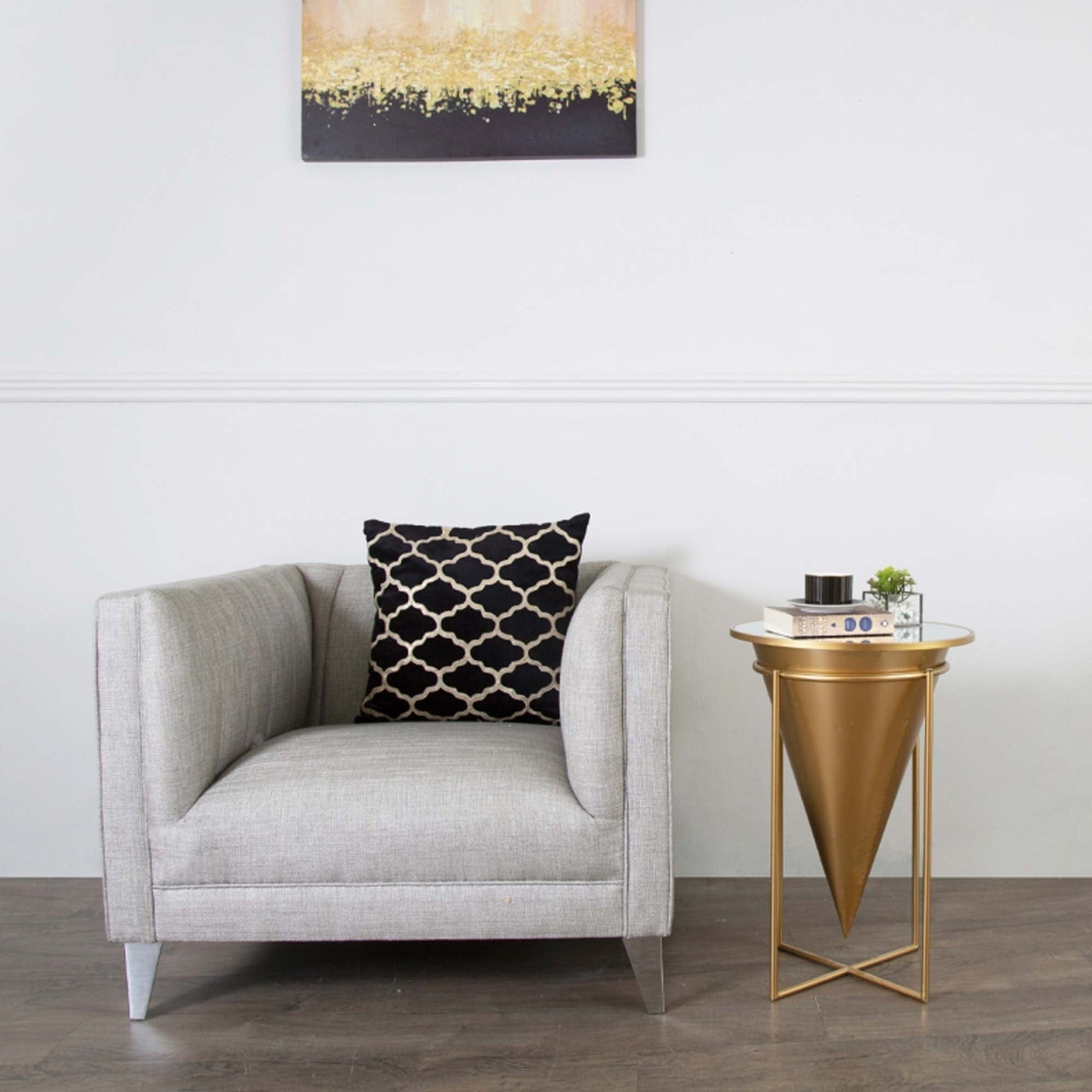 simply HAZEL Table Gold Vortex End Table Mirror