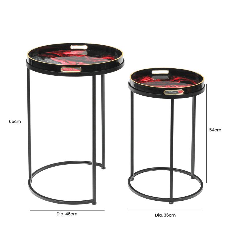 simply HAZEL Table Olin Set of 2 Red and Black Nesting Tables