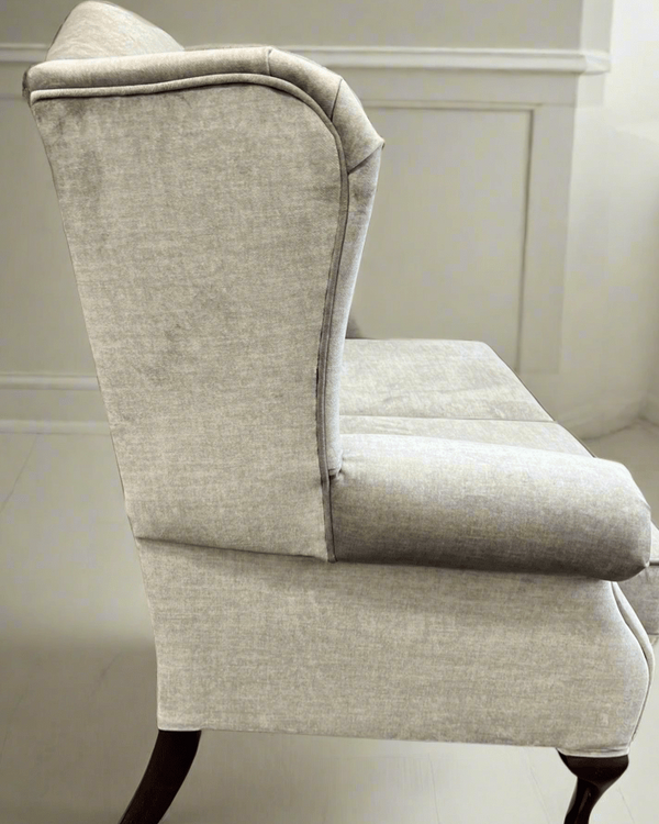 Queen Anne 2 seat custom Irish Made wingback sofa in Warm Grey (bespoke options available) by simply Hazel