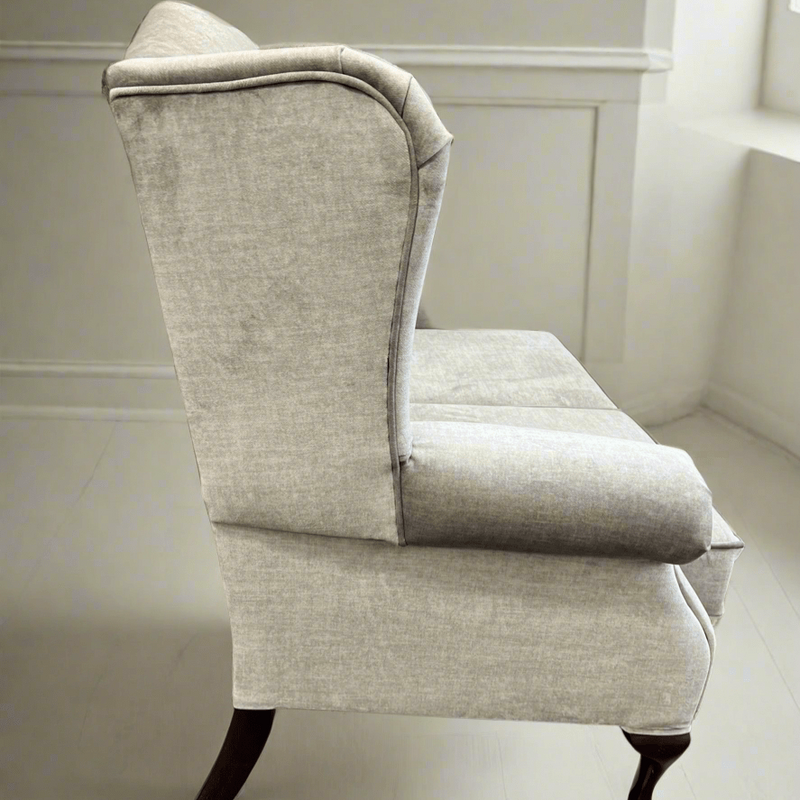 Queen Anne 2 seat custom Irish Made wingback sofa in Warm Grey (bespoke options available) by simply Hazel