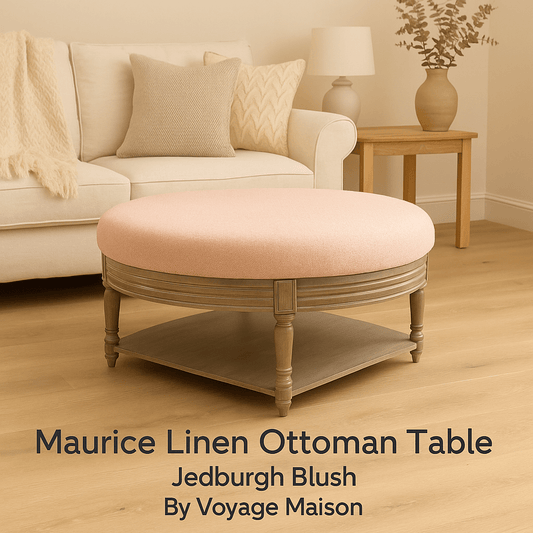 simply Hazel x Voyage Maison Voyage Maison Furniture X simply Hazel Custom Maurice Linen Ottoman Table – Jedburgh Blush by Voyage Maison