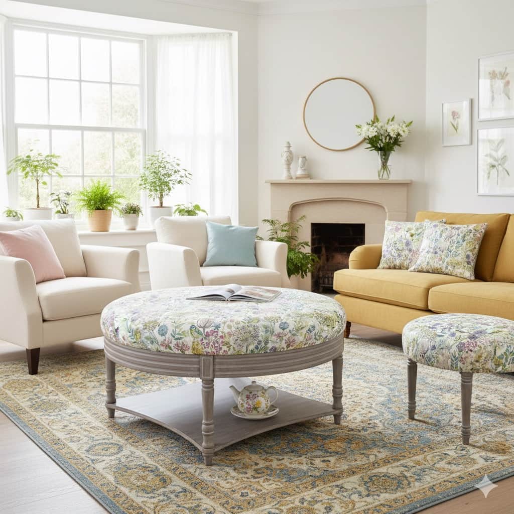simply Hazel x Voyage Maison Voyage Maison Furniture X simply Hazel Custom MAURICE OTTOMAN TABLE WITH MORNING CHORUS CREAM by Voyage Maison (Custom Upholstered by simply Hazel)