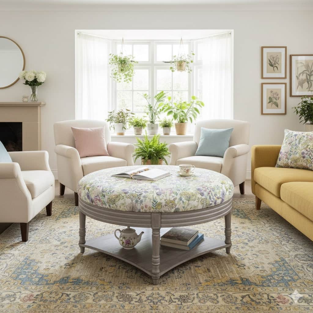 simply Hazel x Voyage Maison Voyage Maison Furniture X simply Hazel Custom MAURICE OTTOMAN TABLE WITH MORNING CHORUS CREAM by Voyage Maison (Custom Upholstered by simply Hazel)