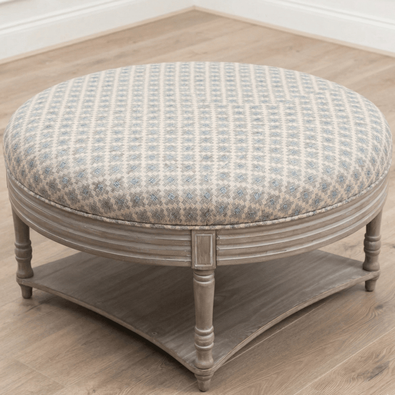 MAURICE STORAGE OTTOMAN IN ELMORE STEEL by simply Hazel x Voyage Maison