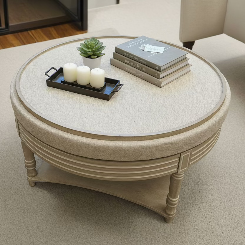 simply Hazel x Voyage Maison Voyage Maison Furniture X simply Hazel Custom Voyage Maison Maurice Ottoman – Curious Creatures by Becca Who Crimson/Stone