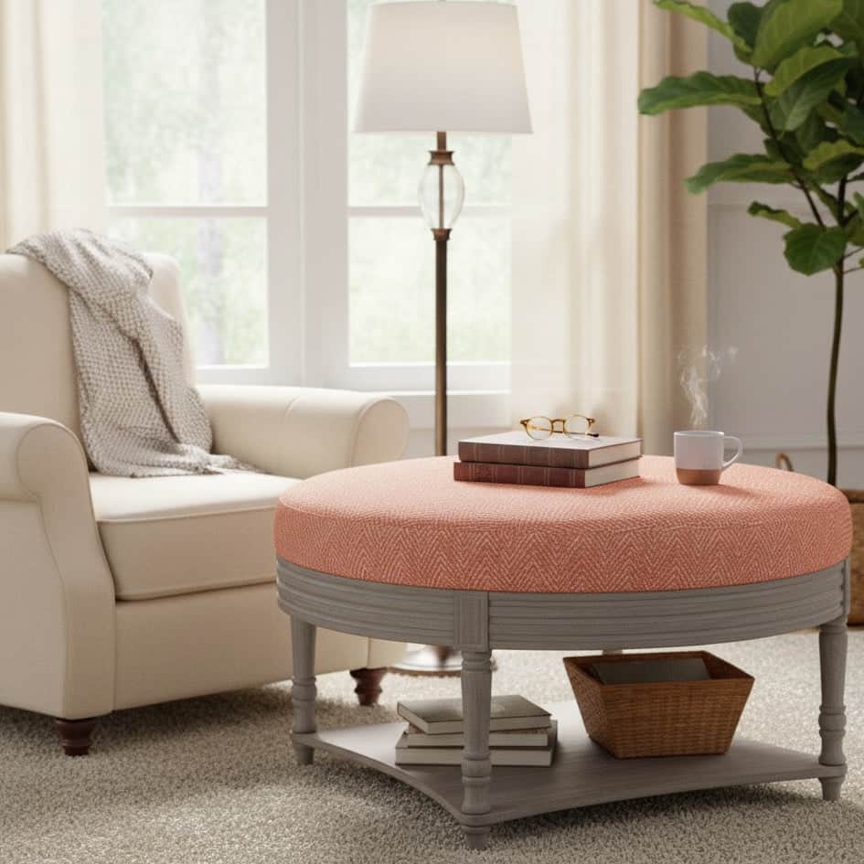 simply Hazel x Voyage Maison Voyage Maison Furniture X simply Hazel Custom 🍊 Voyage Maison Maurice Ottoman Table - Oryx Coral (Custom Upholstered)