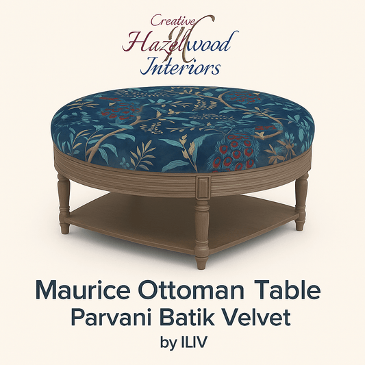 simply Hazel x Voyage Maison Voyage Maison Furniture X simply Hazel Custom Voyage Maison Maurice Ottoman Table – Parvani Batik Velvet by ILIV