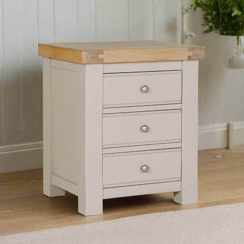 Doune 3 Drawer Bedside Table Taupe