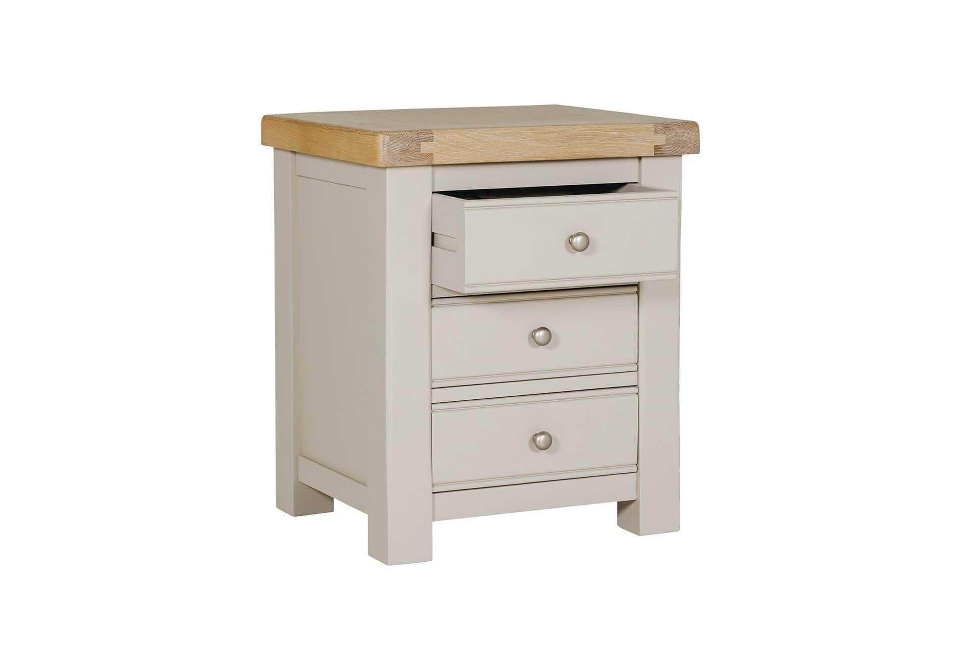 Vida Bedroom Vanities Doune 3 Drawer Bedside Table Taupe