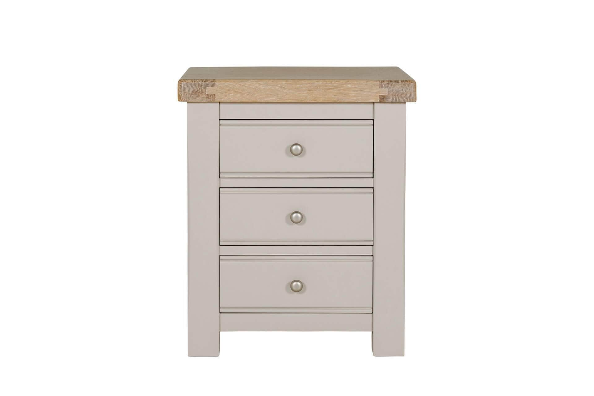 Vida Bedroom Vanities Doune 3 Drawer Bedside Table Taupe