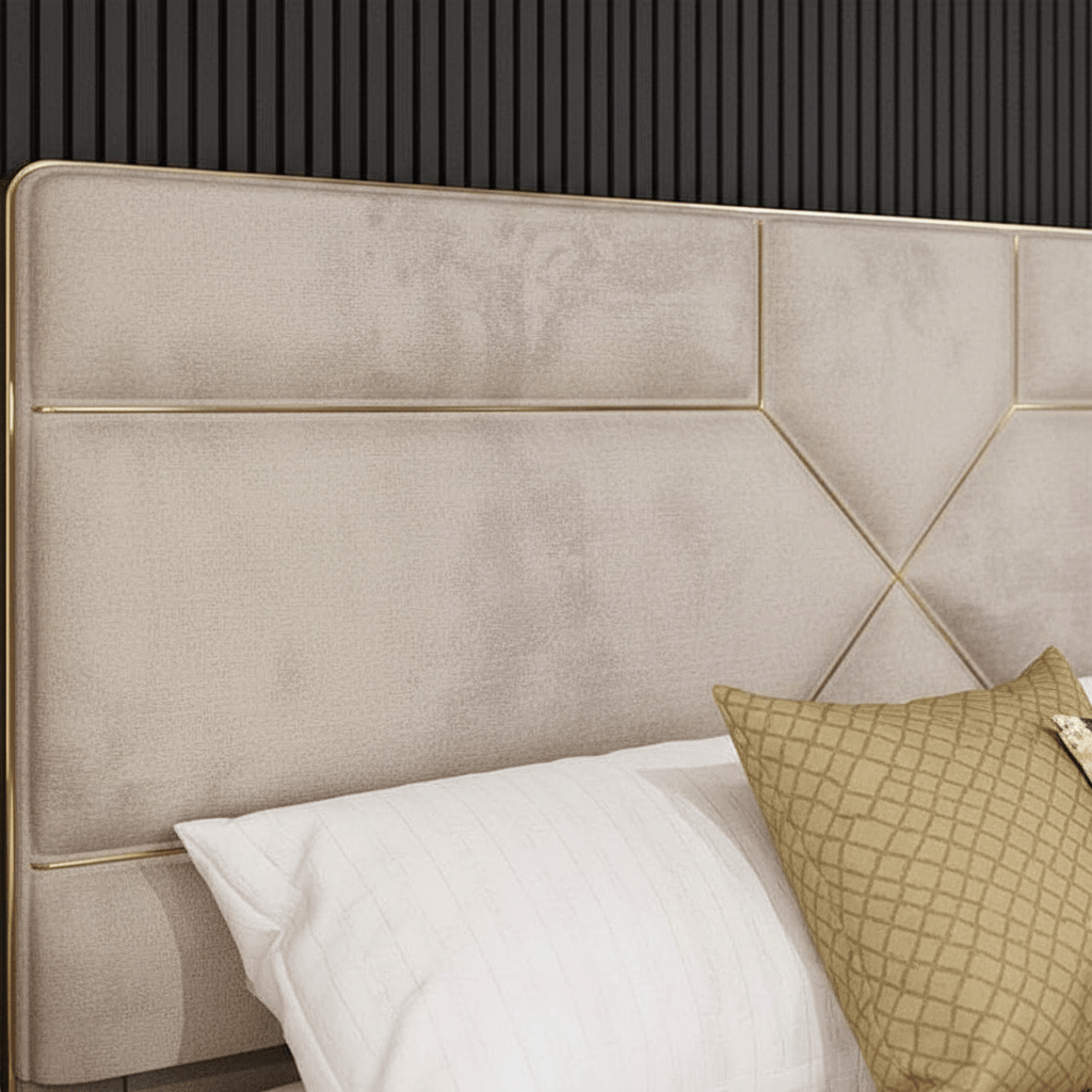 Vida Living Bed Base & Headboard DILETTA BED Stone Finish by Vida Living