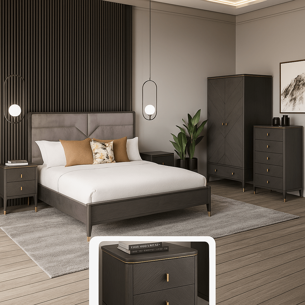 Vida Living Bed Complete DILETTA 2 DRAWER BEDSIDE TABLE Ebony | Ash Wood Veneer by Vida Living