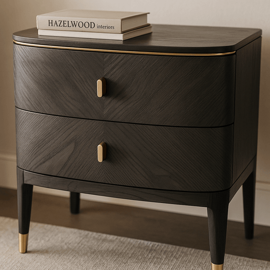 Vida Living Bed Complete DILETTA 2 DRAWER BEDSIDE TABLE Ebony | Ash Wood Veneer by Vida Living