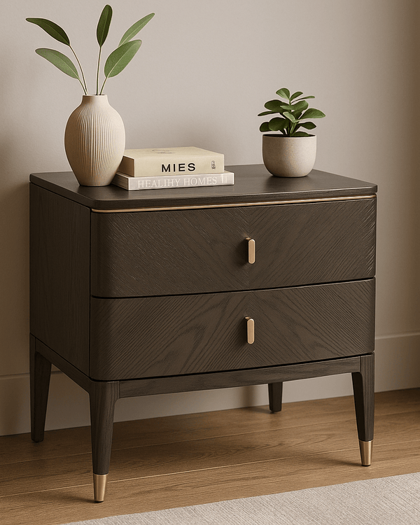 DILETTA 2 DRAWER BEDSIDE TABLE Ebony | Ash Wood Veneer by Vida Living