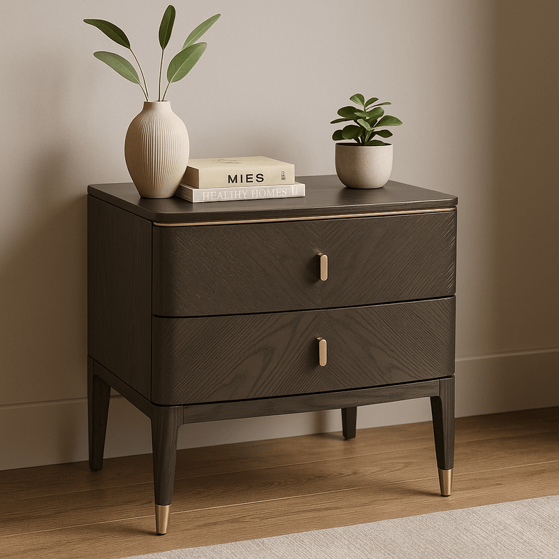 DILETTA 2 DRAWER BEDSIDE TABLE Ebony | Ash Wood Veneer by Vida Living