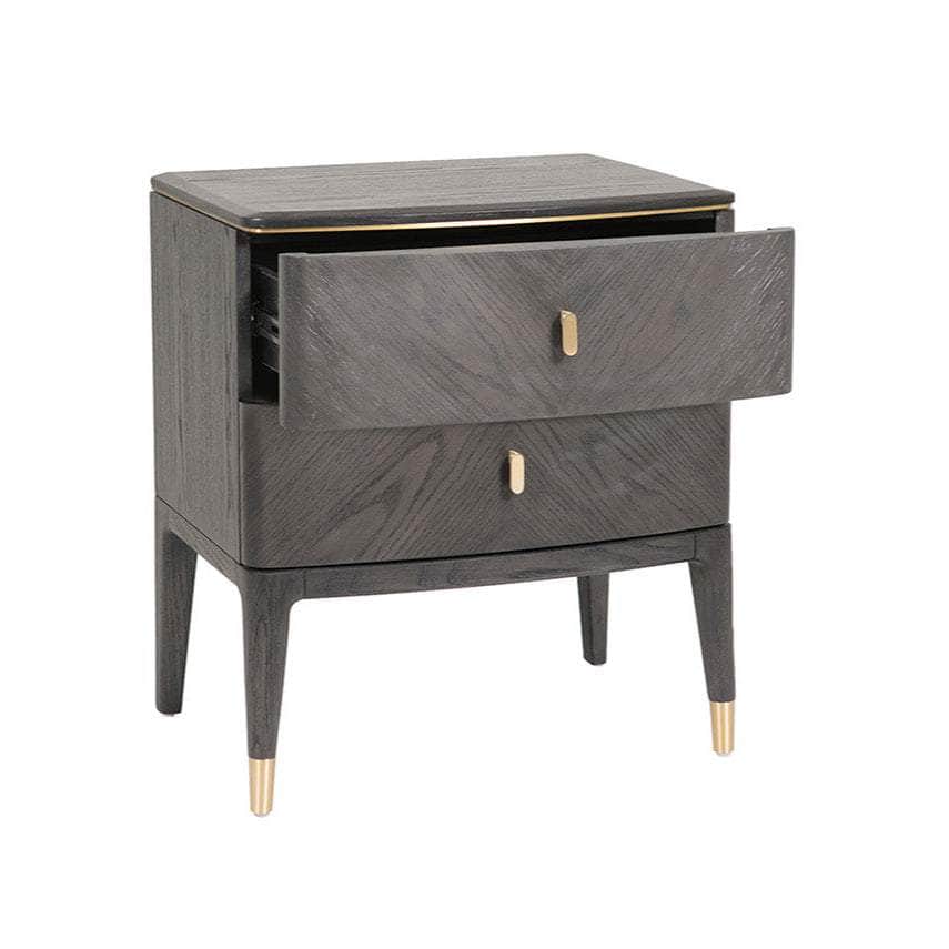 Vida Living Bed Complete DILETTA 2 DRAWER BEDSIDE TABLE Ebony | Ash Wood Veneer by Vida Living