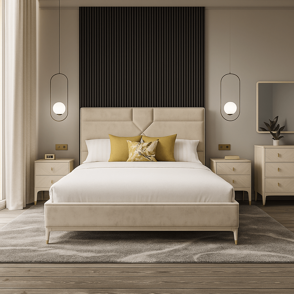 Vida Living Bed Complete DILETTA 2 DRAWER BEDSIDE TABLE Stone | Ash Wood Veneer by Vida Living