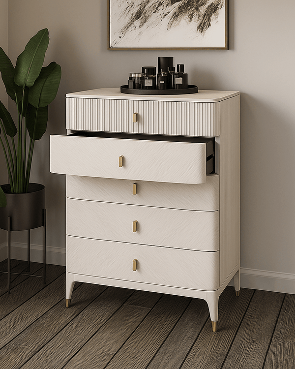 DILETTA 5 DRAWER CHEST OF DRAWERS Stone | Ash Wood Veneer by Vida Living